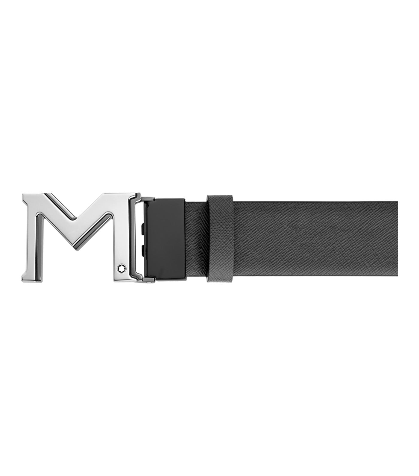 M Buckle Reversible Leather Belt Black/Gray