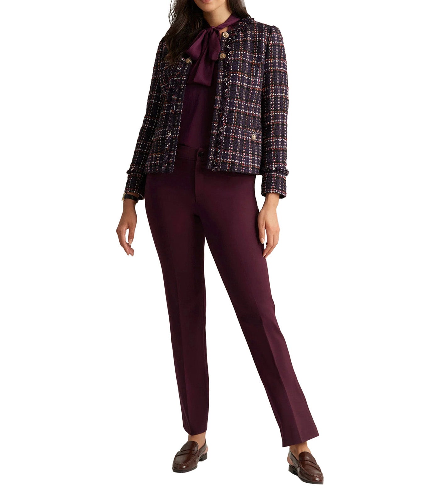 Tweed Fringe Jacket Royal Purple Multi