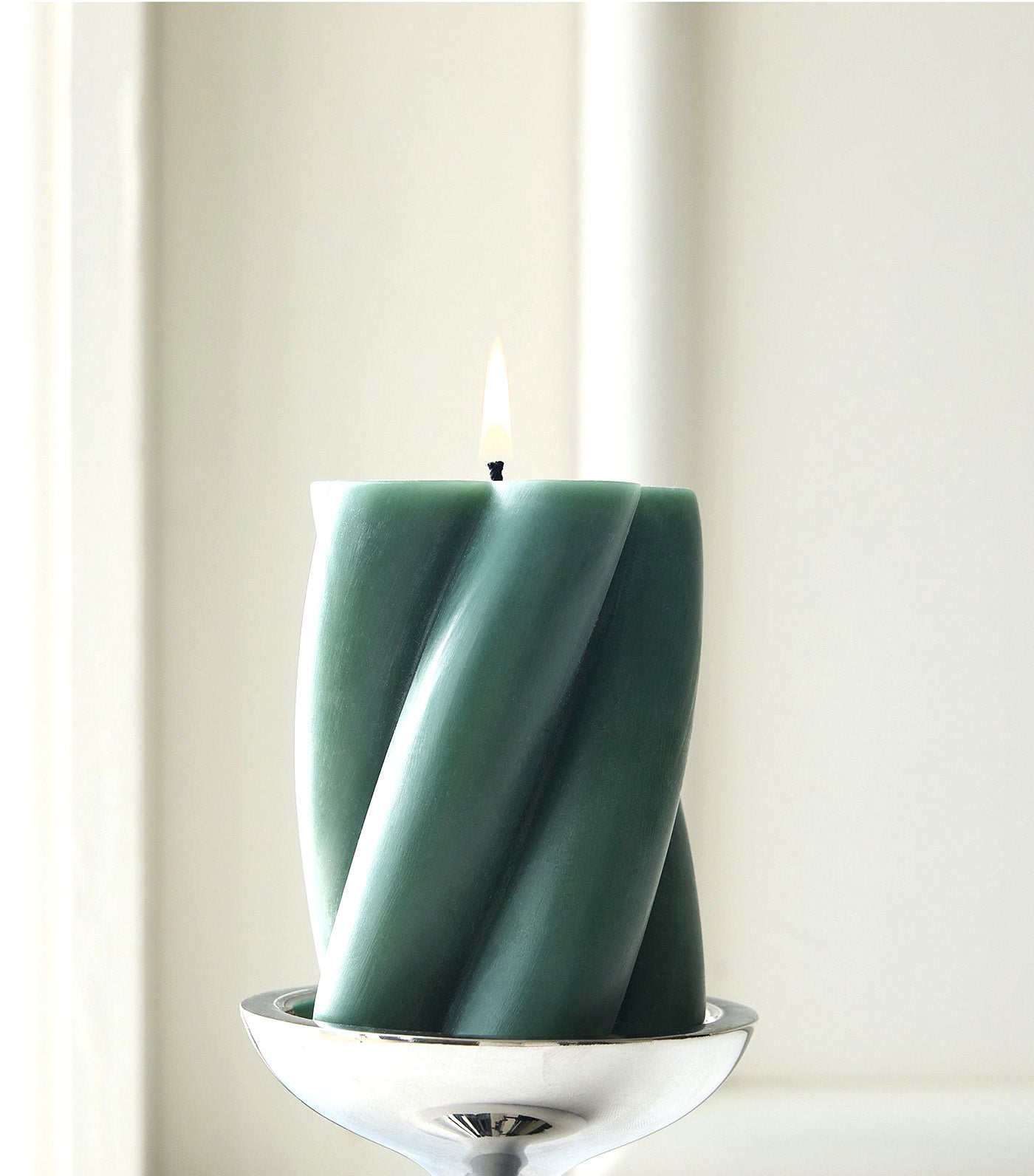 Chunky Twist Pillar Candles Celadon