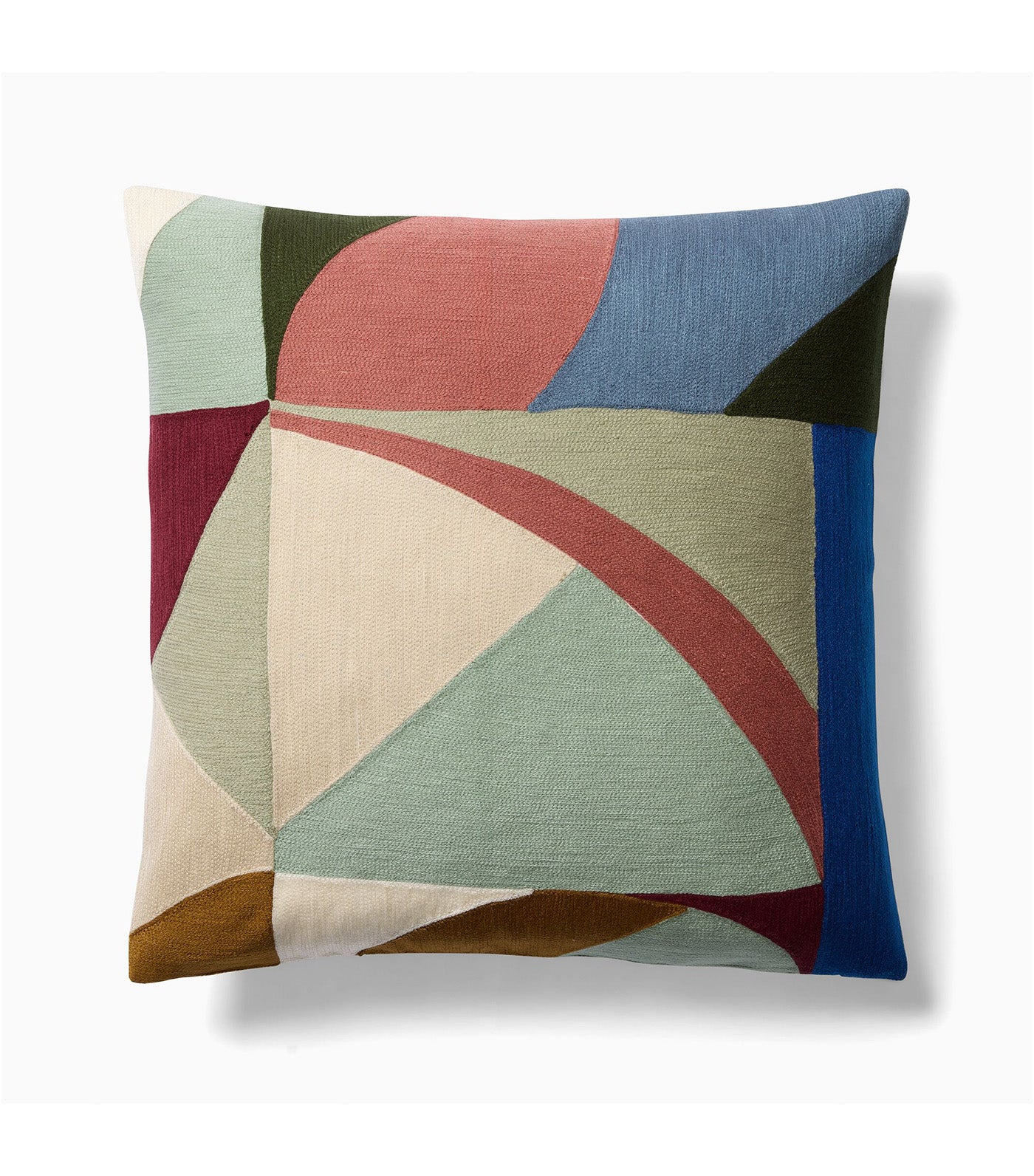 Crewel Colored Shapes Pillow Cover
 Multi