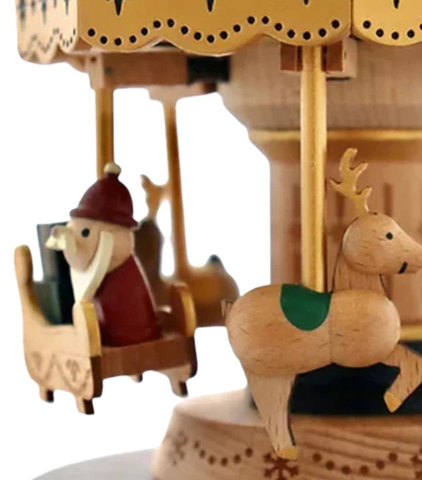 Santa & Reindeer Carousel Wooden Music Box