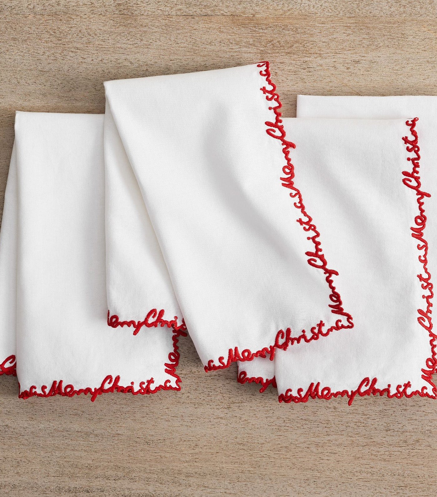 Merry Christmas Embroidered Napkin - Set of 4