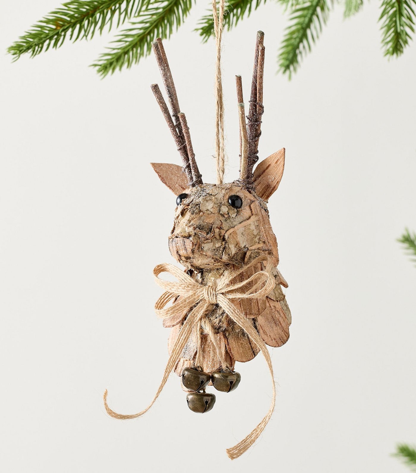 Reindeer Head With Bells Ornament Brown