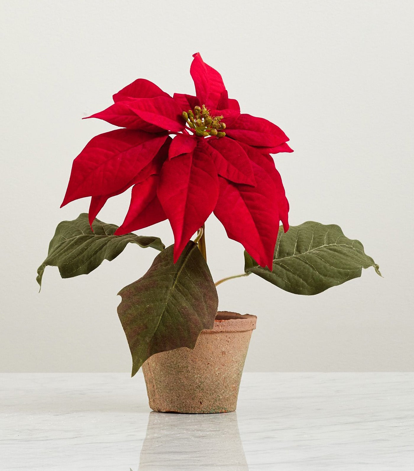 Faux Potted Poinsettias