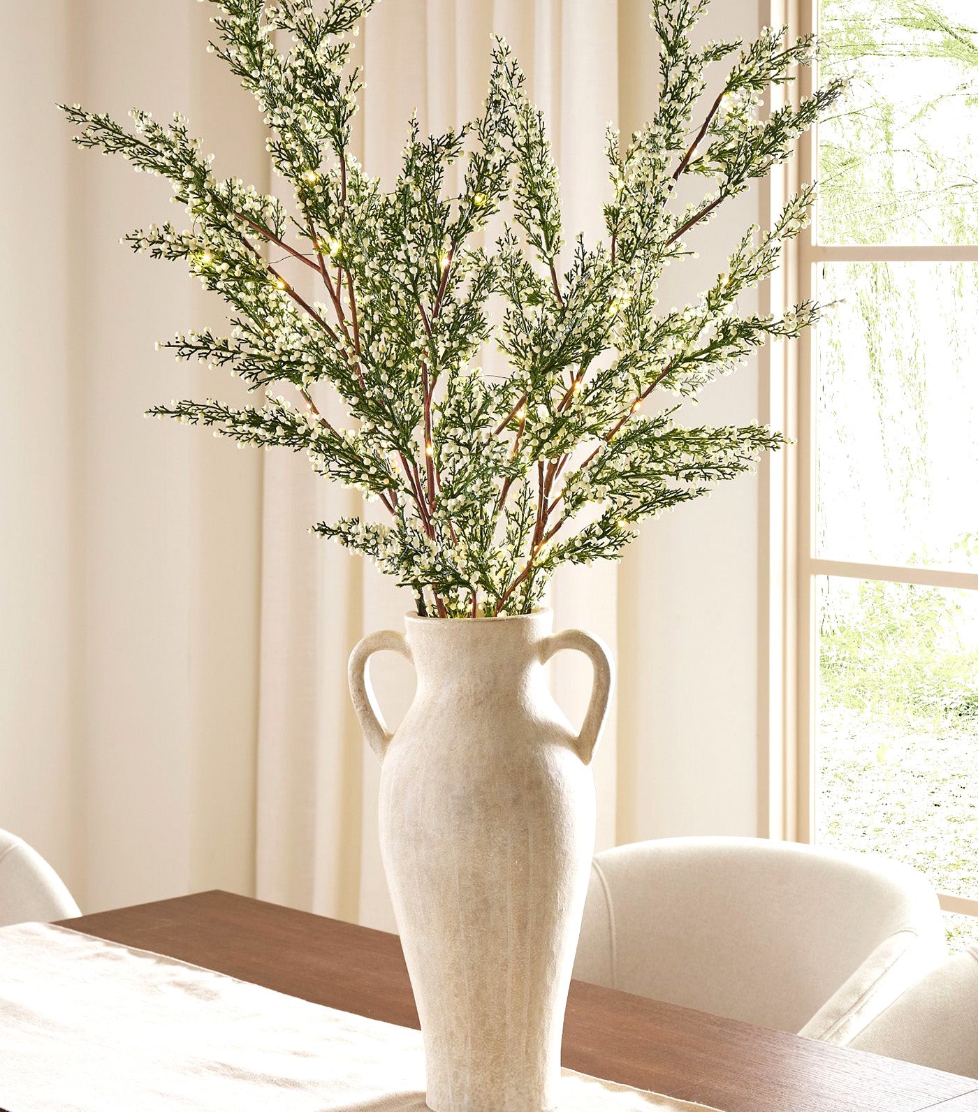 Faux Lit Cedar Berry Pine Branch