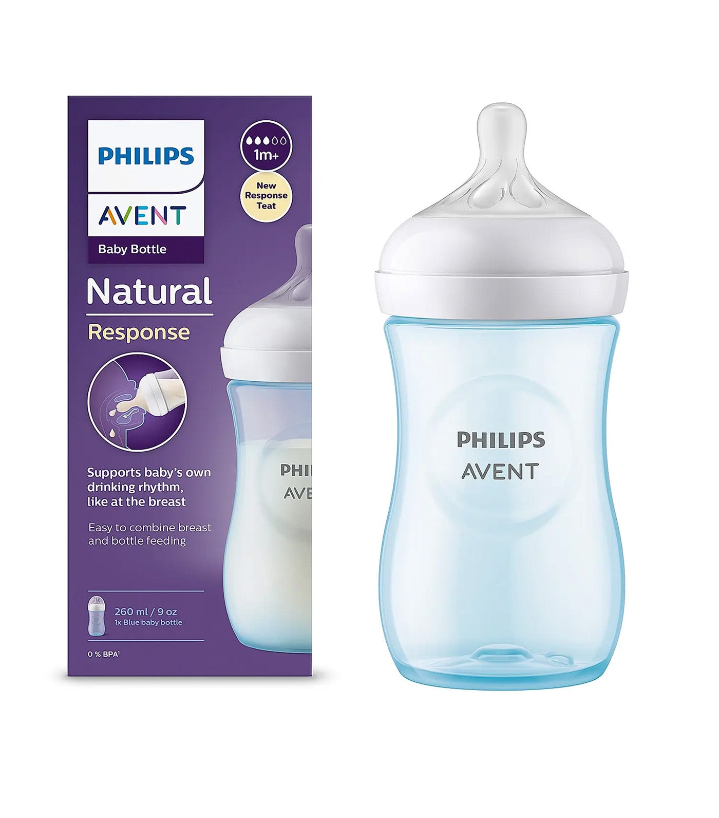 Natural Response Baby Bottle 9oz Blue