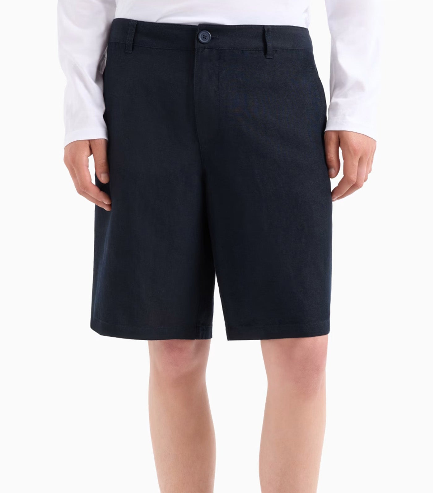 Chino Shorts In Linen Blend Twill Deep Navy