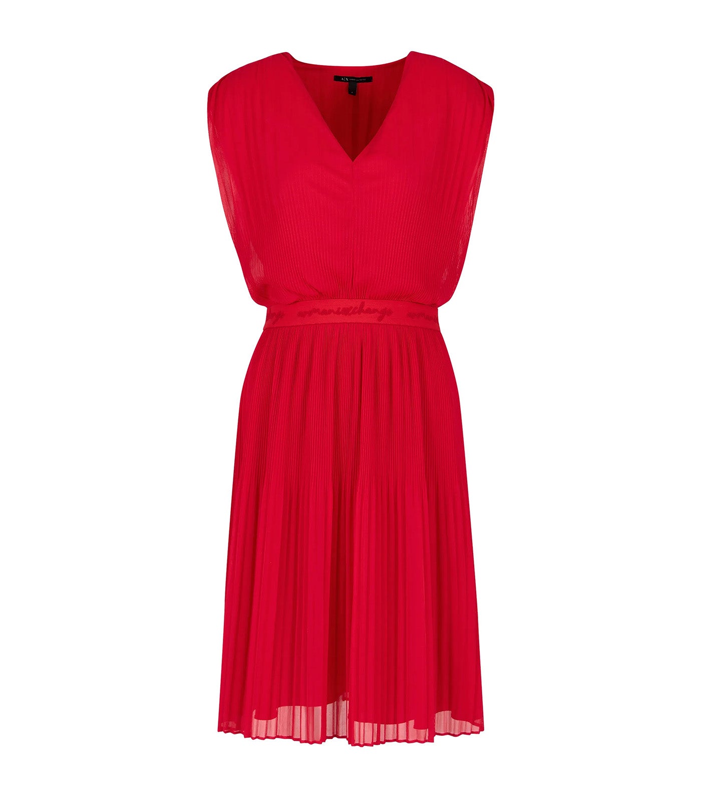 Empire Style Pleated V-Neck Belted Dress