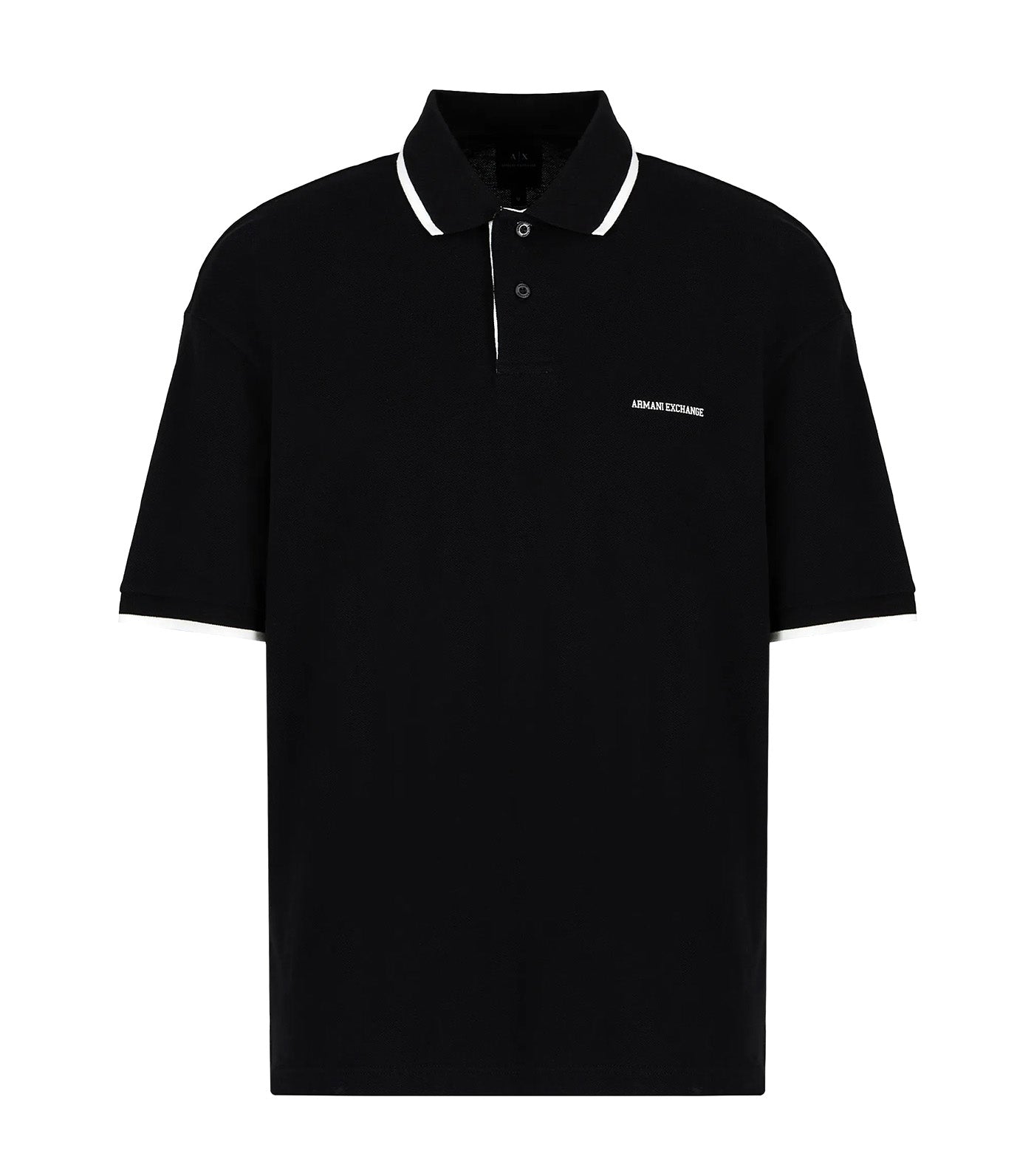 Over Fit Cotton Piqué Logo Polo Shirt Black