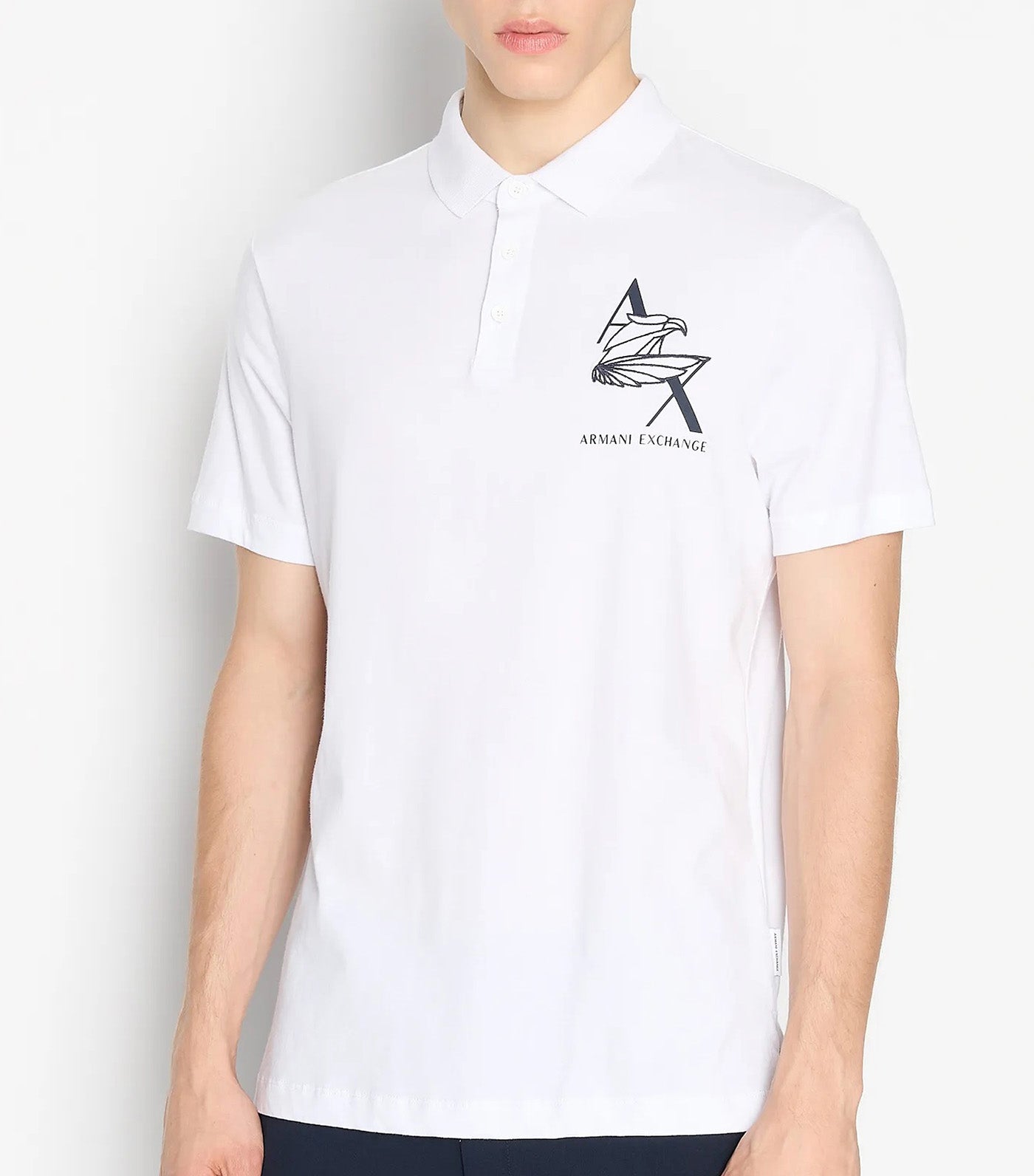 Organic Jersey Cotton Eagle Logo Polo Shirt White