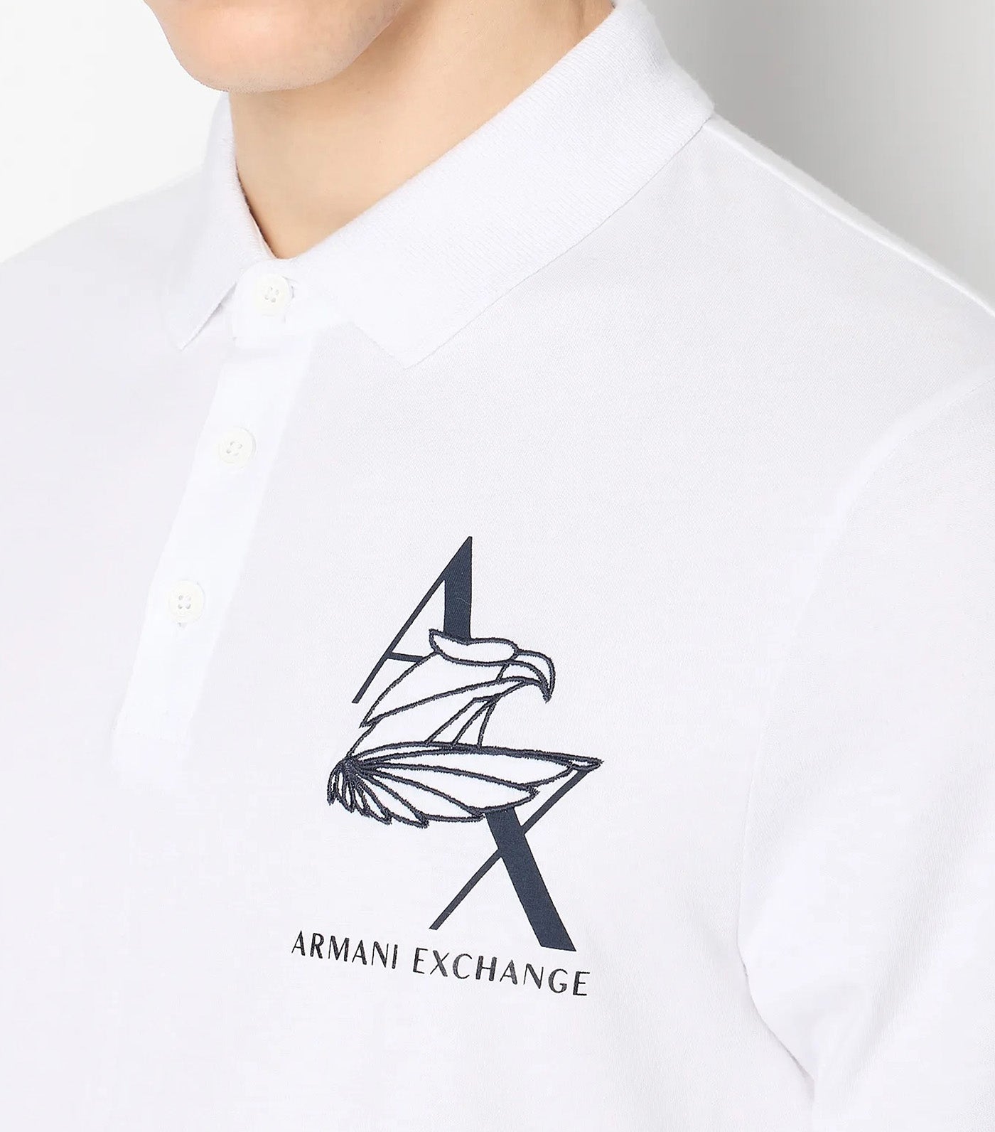 Organic Jersey Cotton Eagle Logo Polo Shirt White