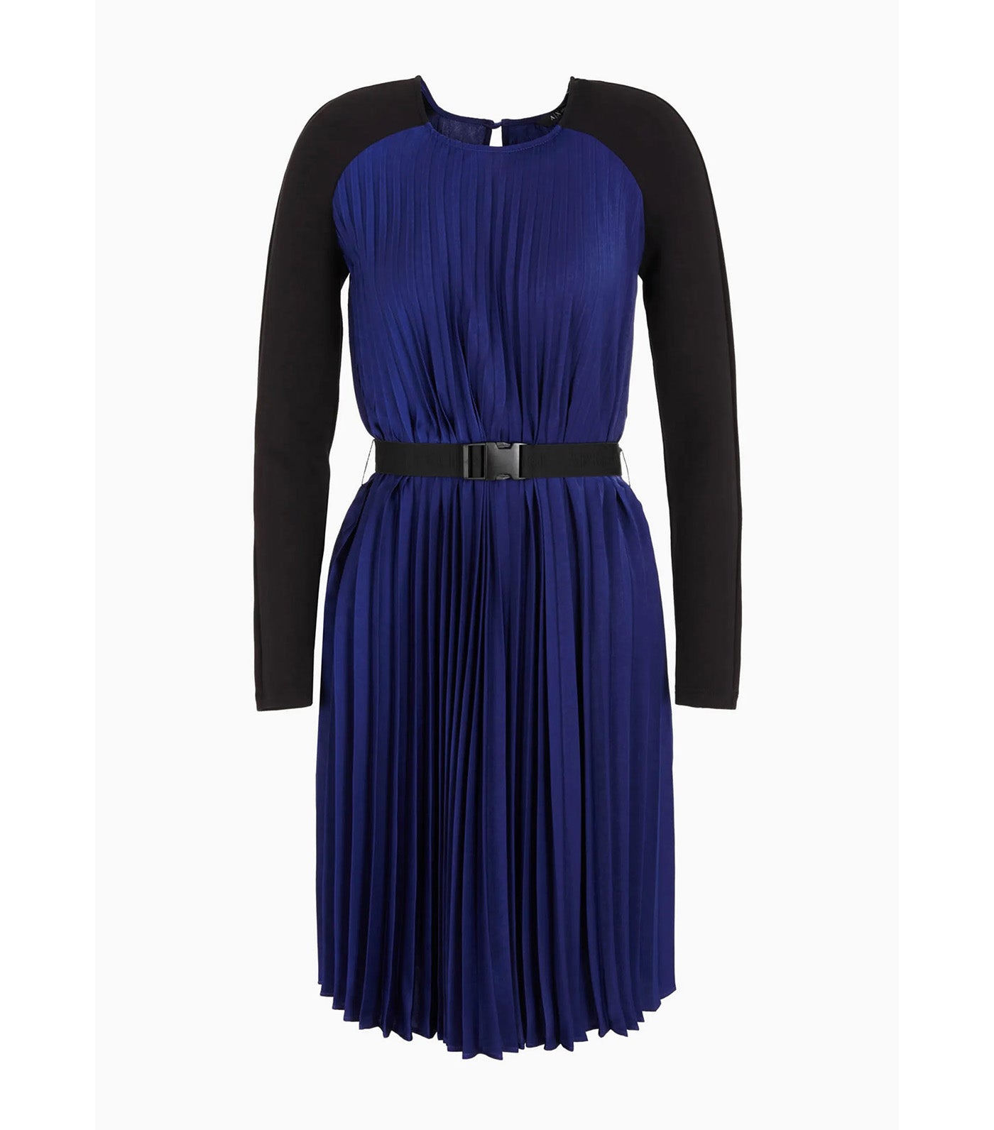 Pleated Satin Fabric Belted Dress