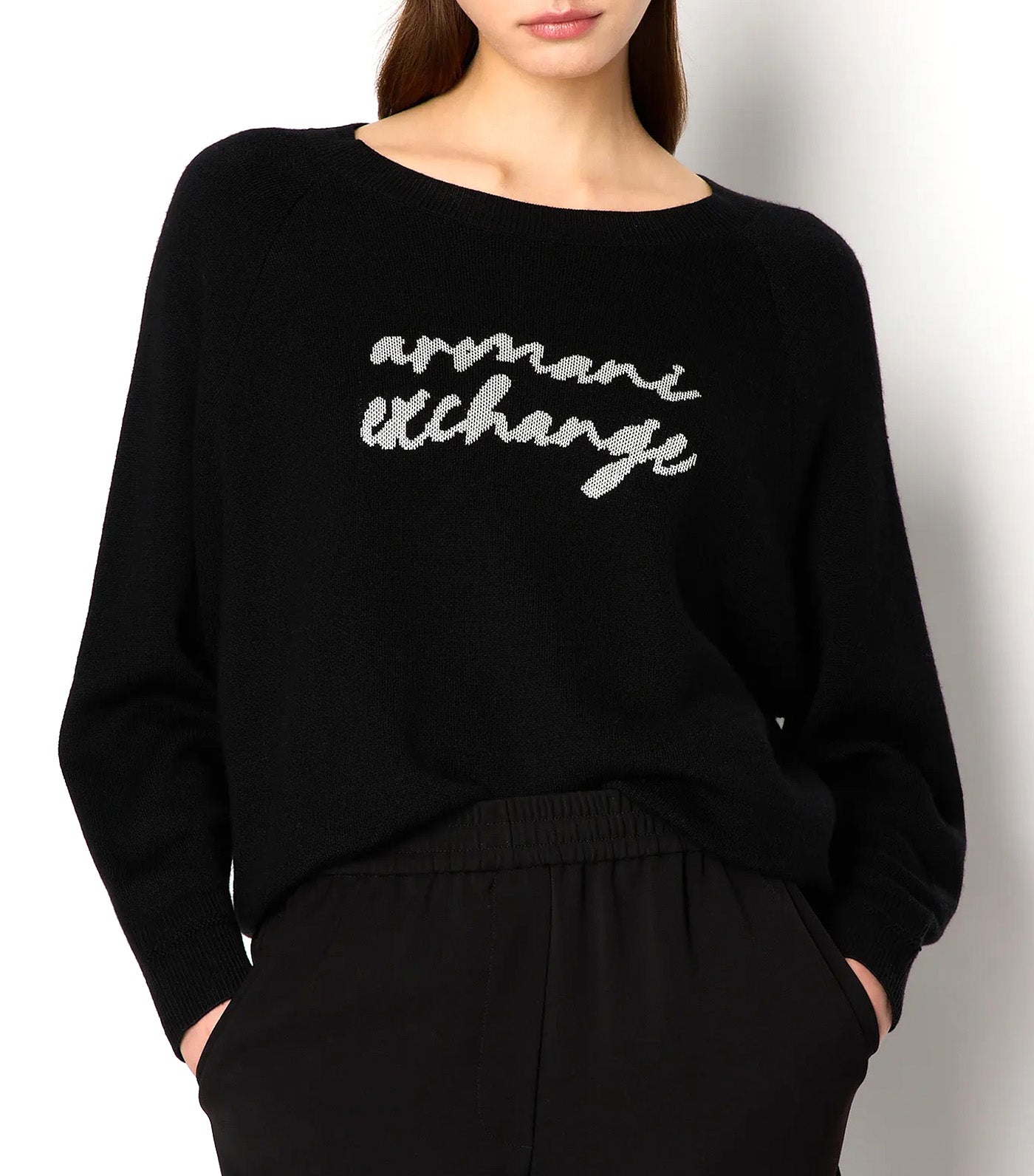 Knitted Wool Blend Script Logo Sweater