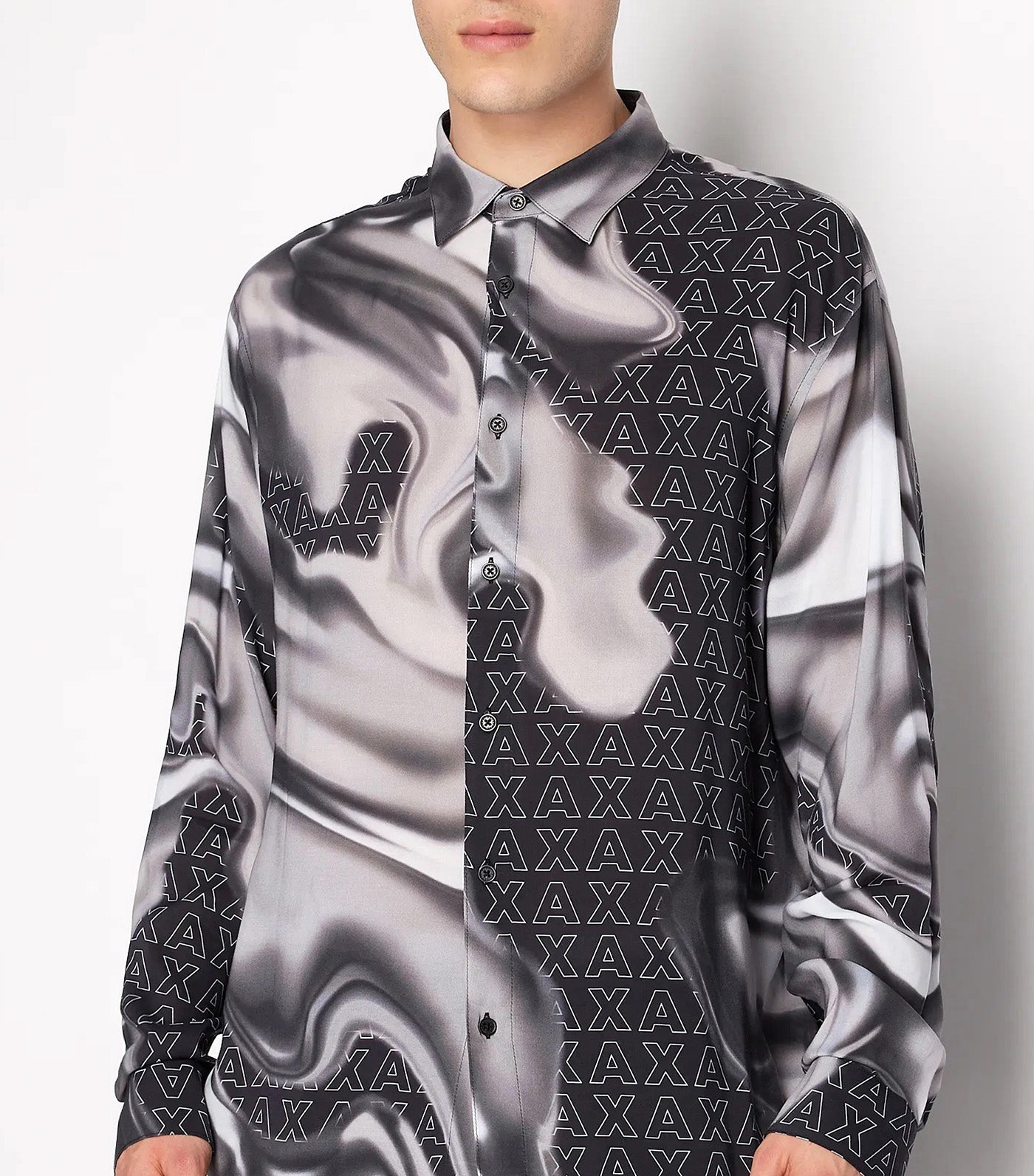 Logo Printed Patterned Shirt Black Chrome