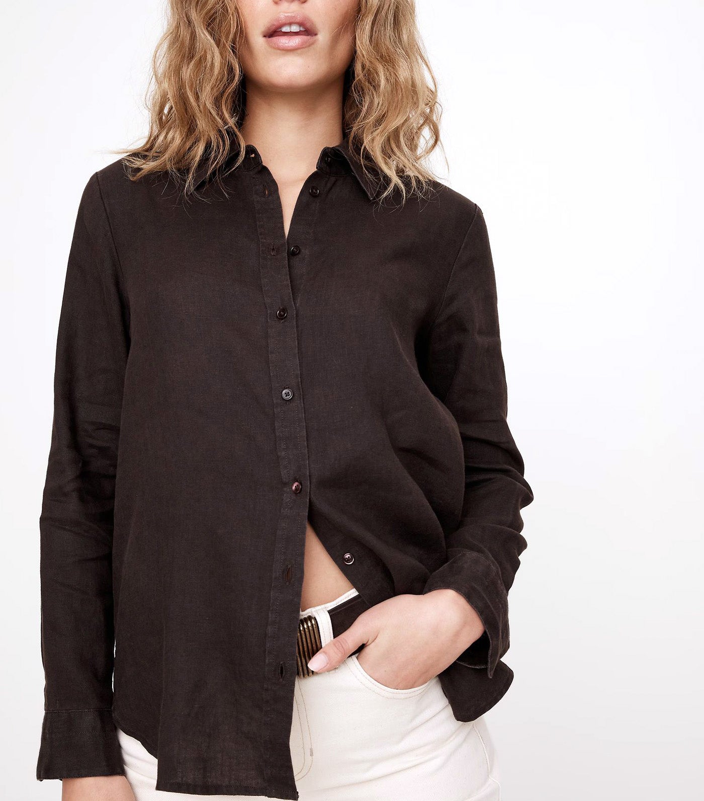 The Perfect Linen Shirt Dark Brown