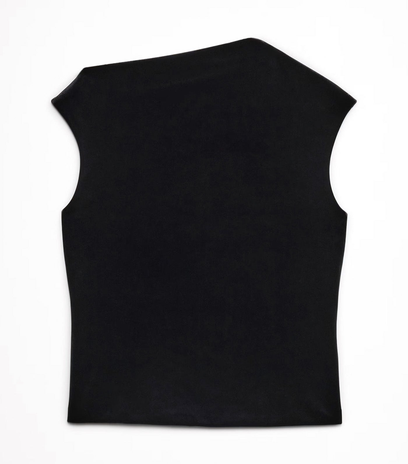 Bias-Cut Velvet Asymmetrical Top Black