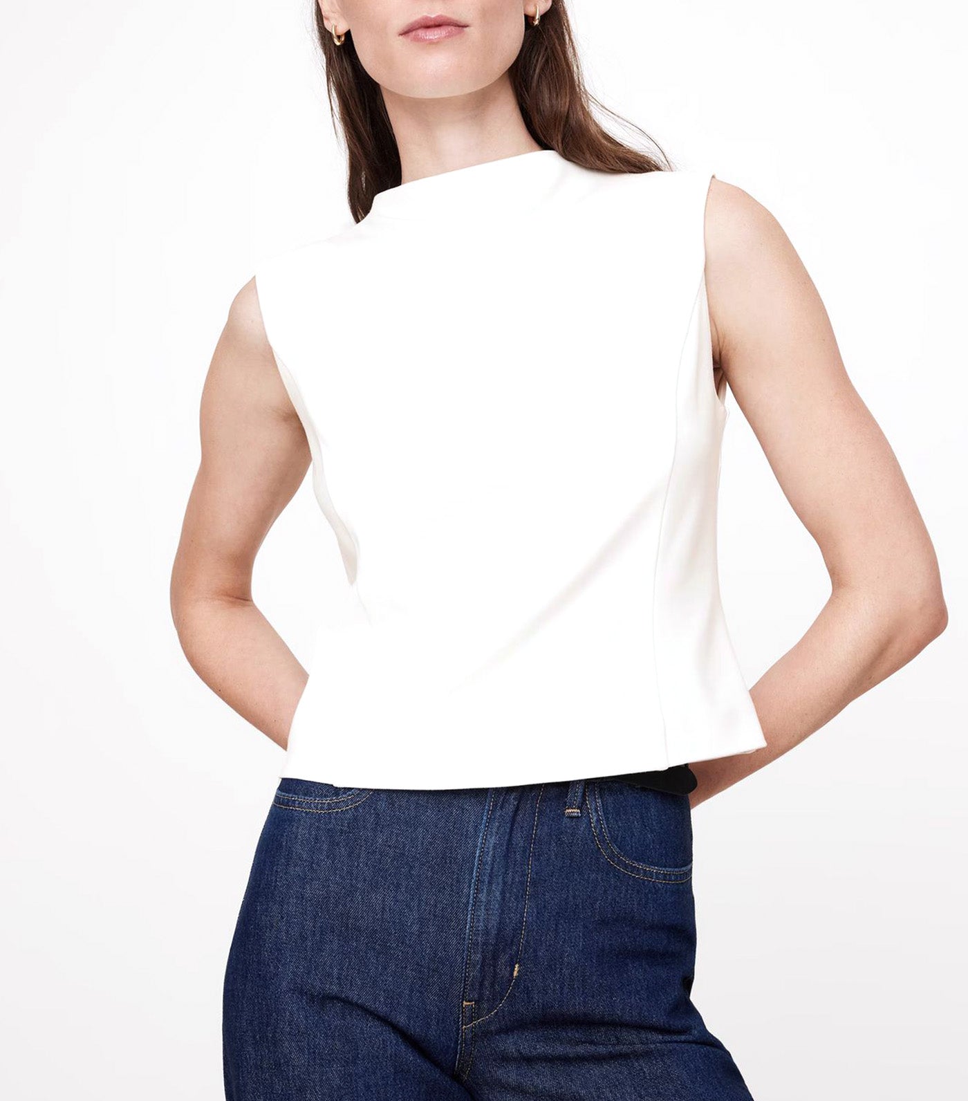 Lightweight Ponte Boat-Neck Top White