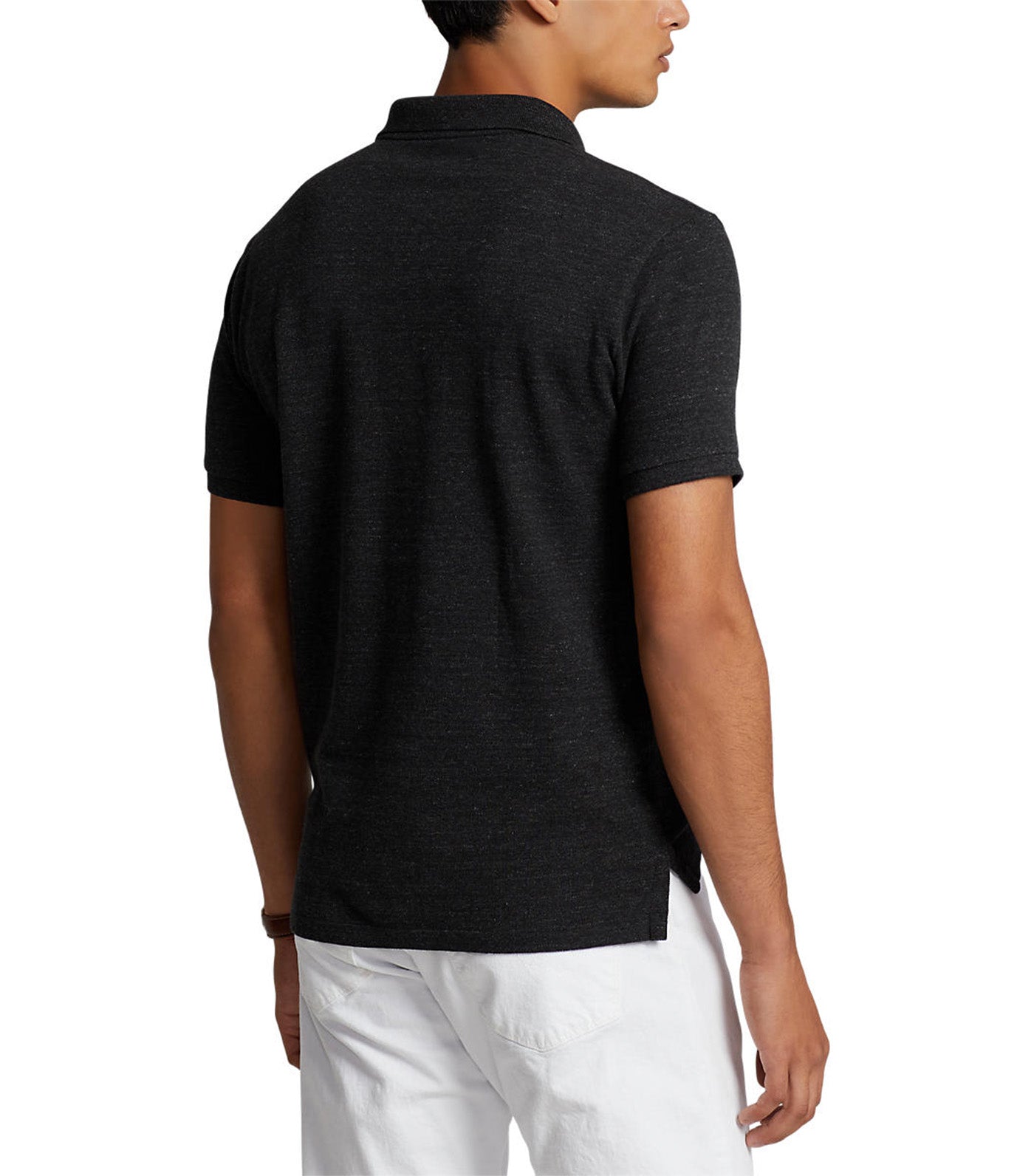 Men's Custom Slim Fit Mesh Polo Shirt Black Marl Heather