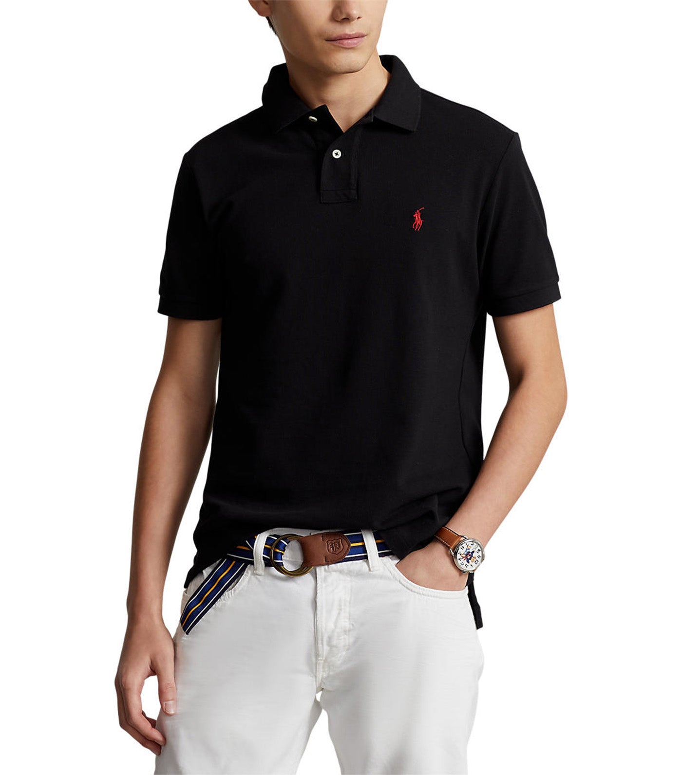 Men's Custom Slim Fit Mesh Polo Shirt Polo Black