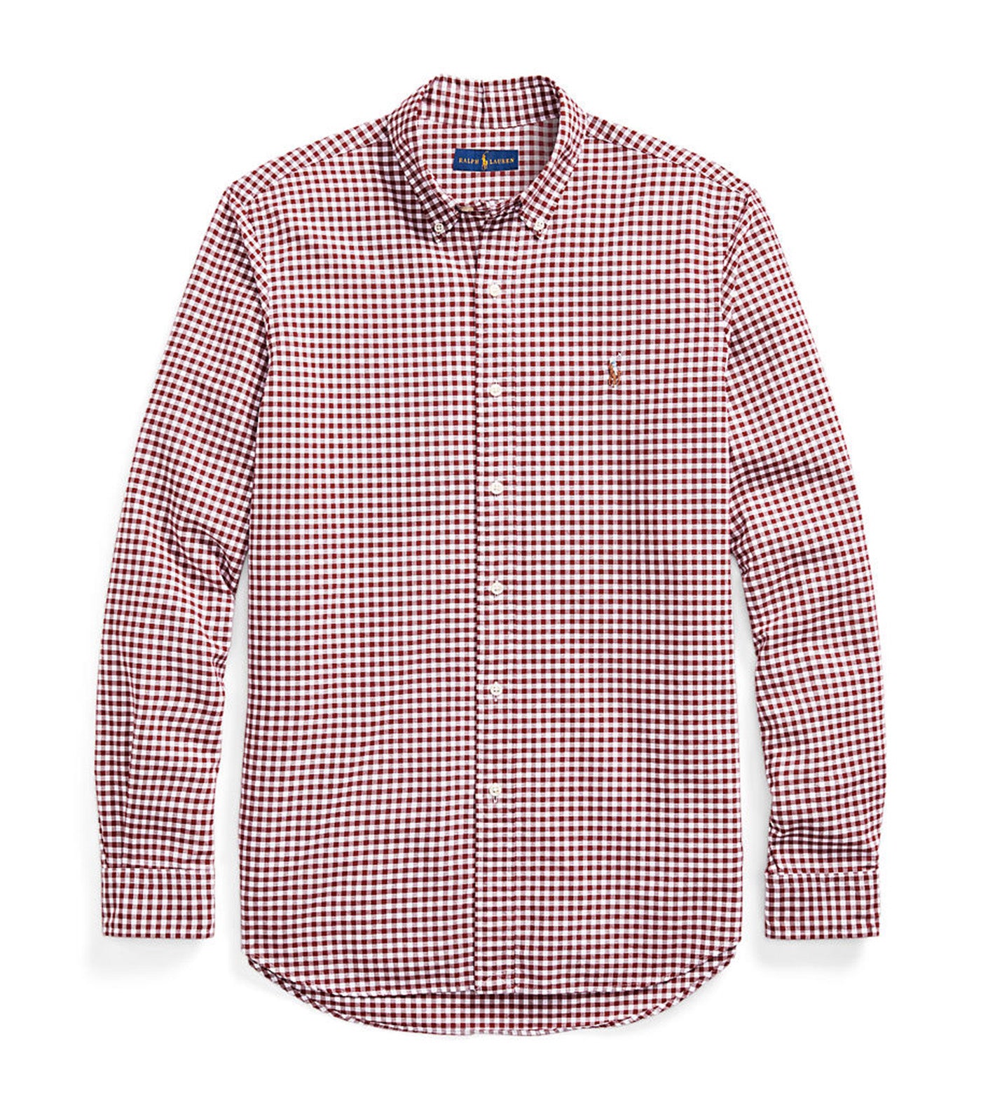 Men's Custom Fit Gingham Oxford Shirt Wine/White