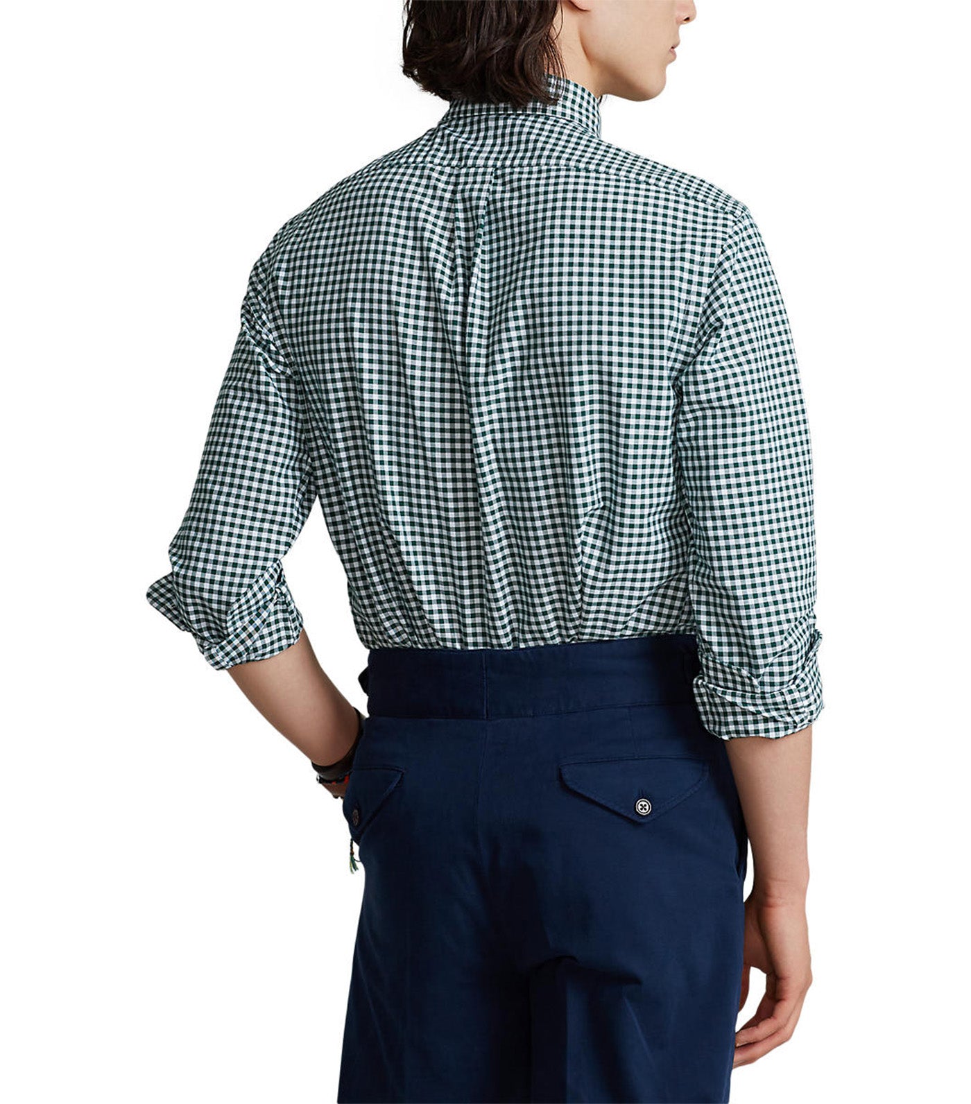 Men's Custom Fit Gingham Oxford Shirt Pine/White