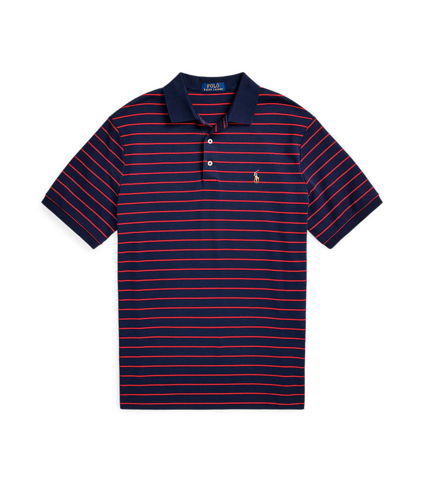 Men's Classic Fit Soft Cotton Polo Shirt Red/Refined Navy