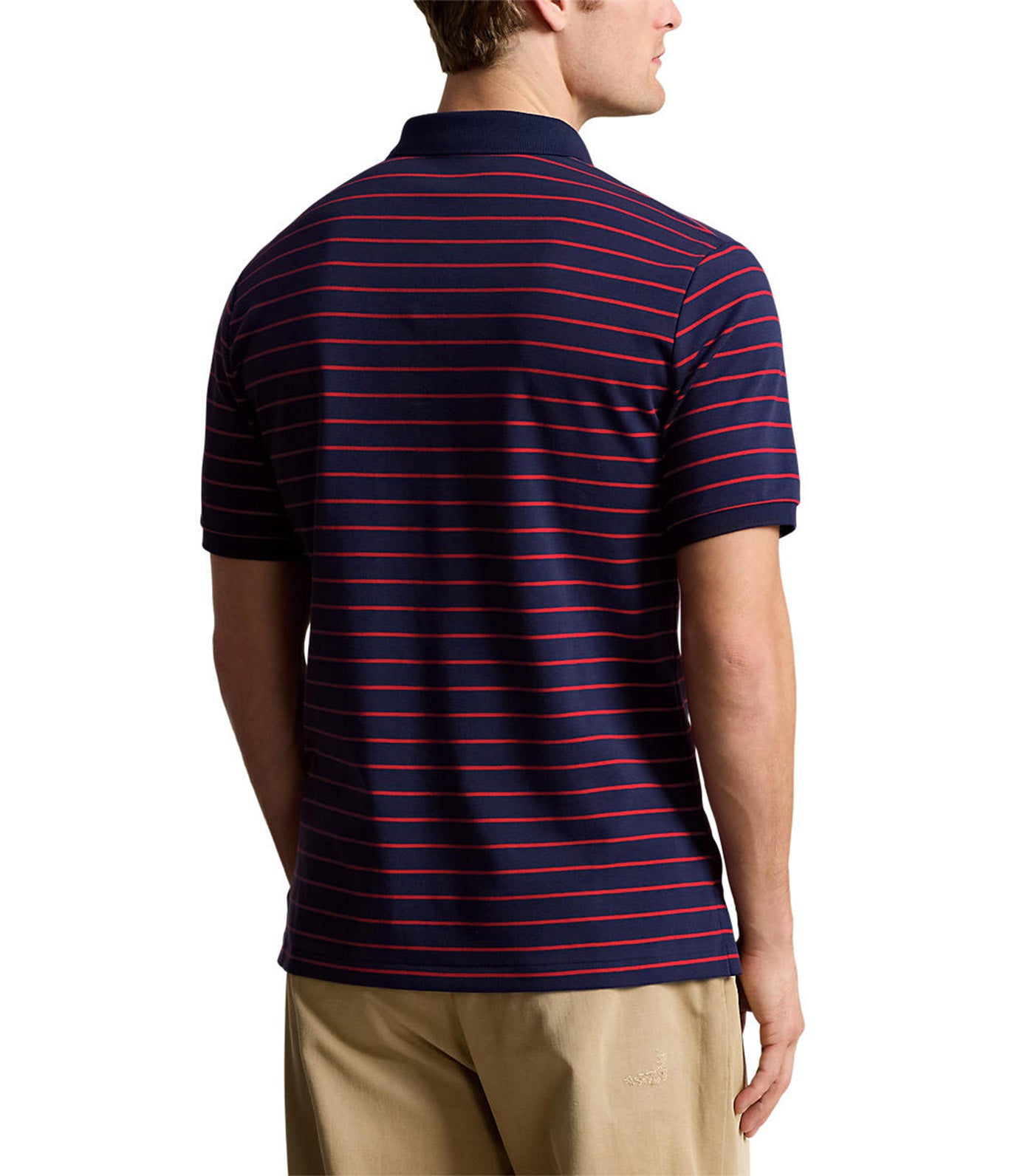 Men's Classic Fit Soft Cotton Polo Shirt Red/Refined Navy