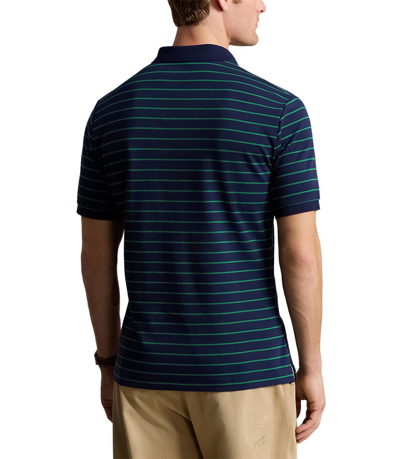 Men's Classic Fit Soft Cotton Polo Shirt Athletic Green/Refined Navy