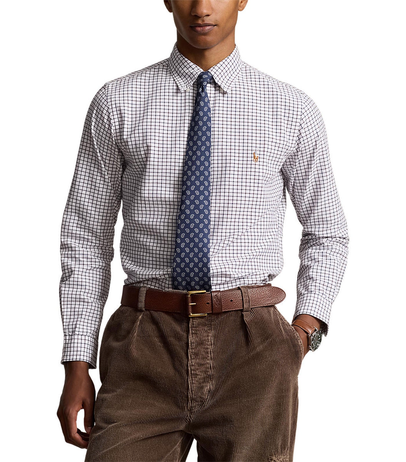 Men's Custom Fit Oxford Shirt White/Wine