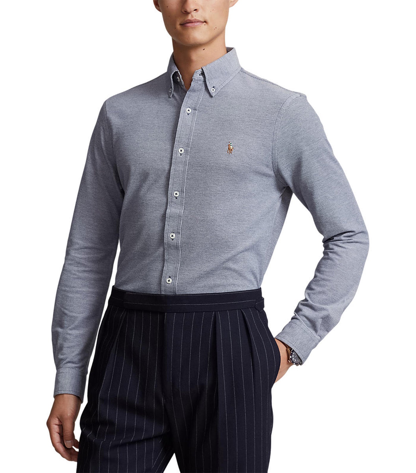 Men's Knit Oxford Shirt Newport Navy