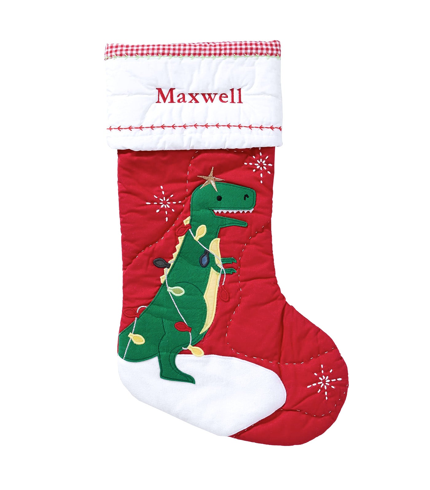 Quilted Christmas Stocking - Dinosaur