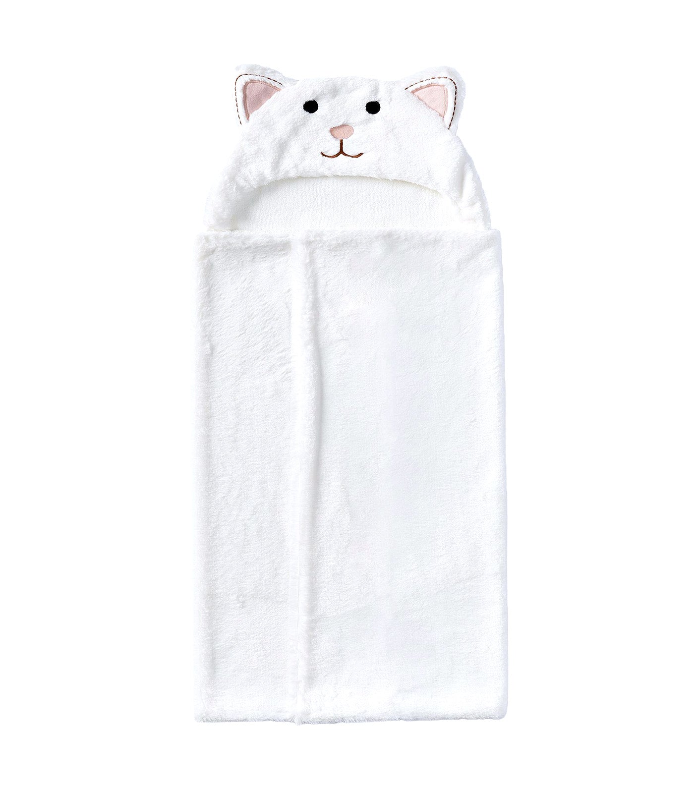 Faux-Fur Kitty Baby Hooded Towel White