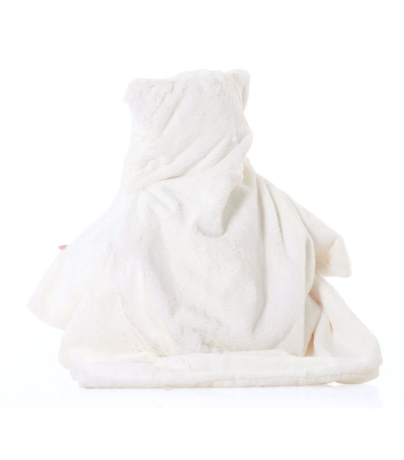 Faux-Fur Kitty Baby Hooded Towel White