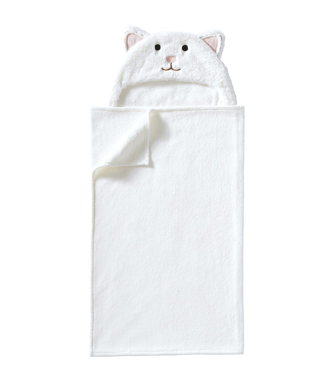 Faux-Fur Kitty Kid Hooded Towel White