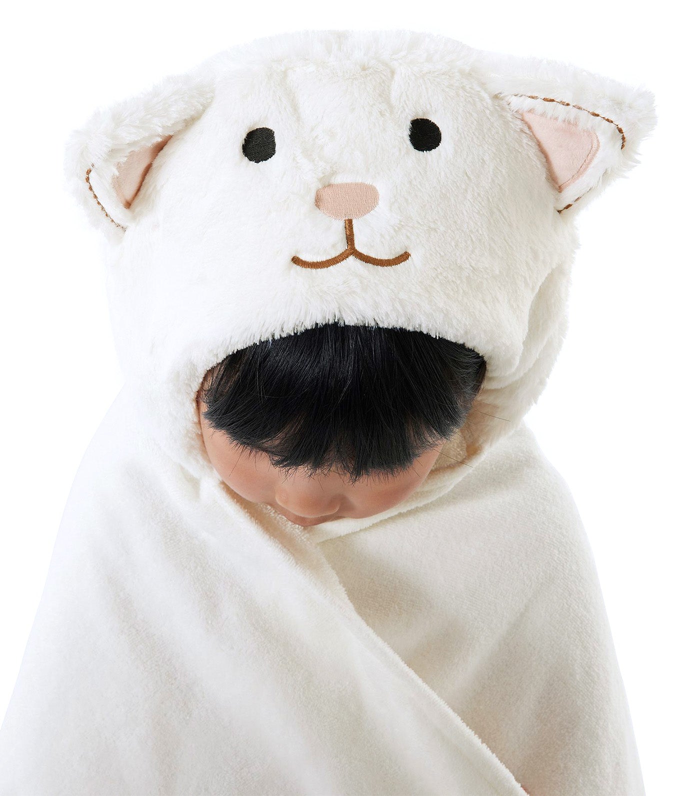 Faux-Fur Kitty Kid Hooded Towel White