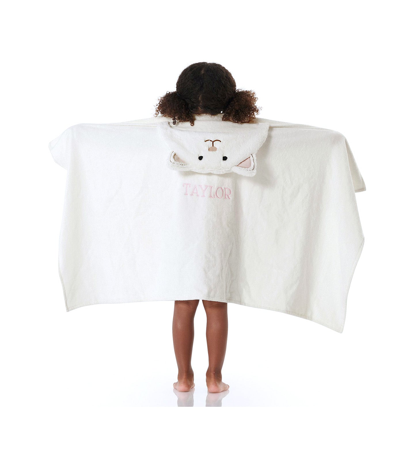 Faux-Fur Kitty Kid Hooded Towel White