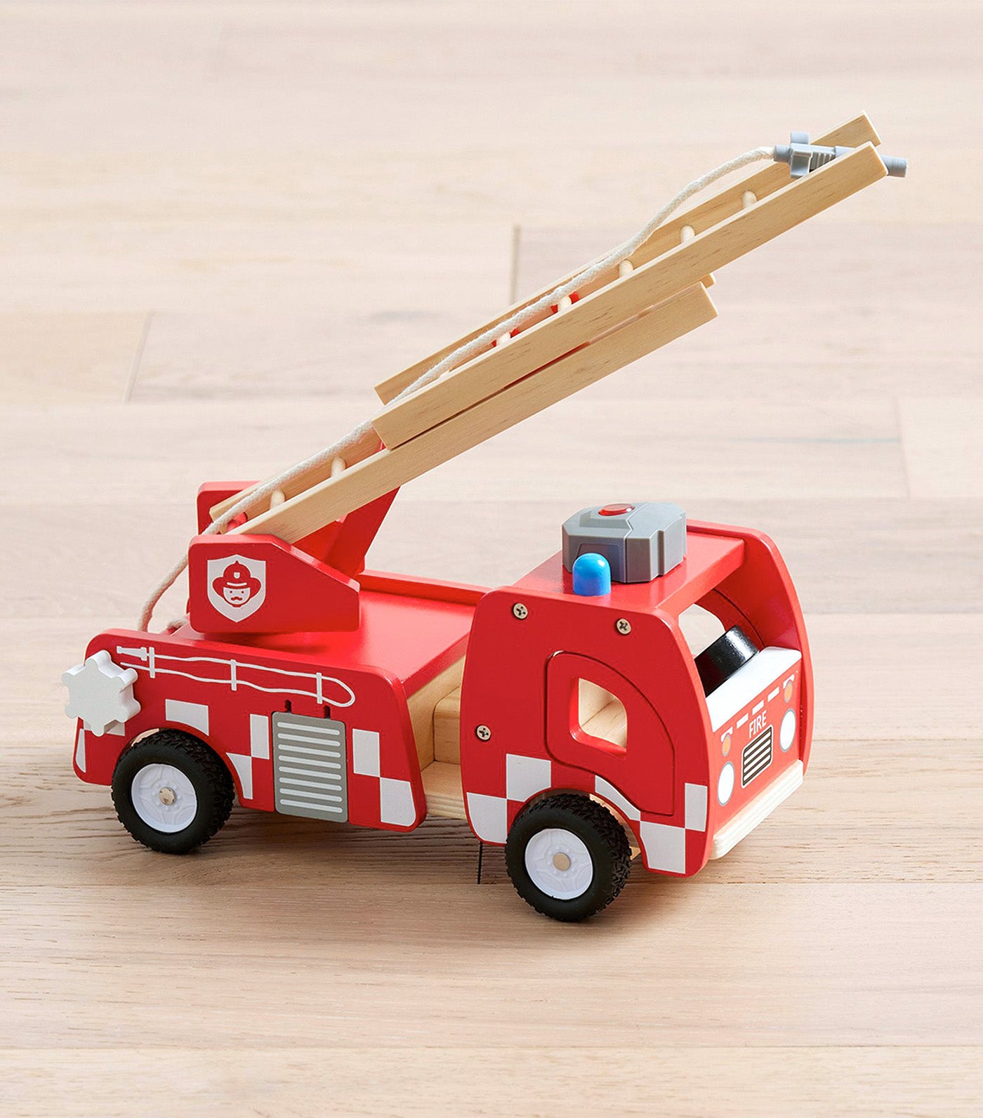 Wooden Light-Up Fire Truck Emergency Vehicle