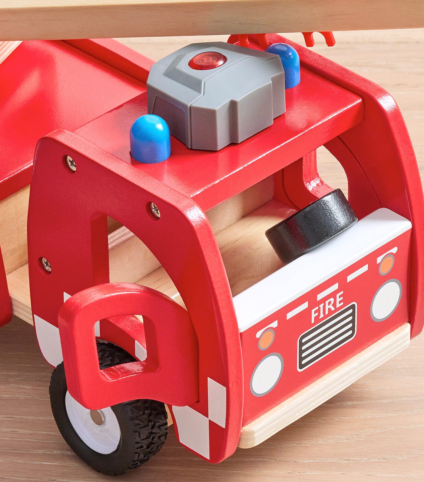 Wooden Light-Up Fire Truck Emergency Vehicle