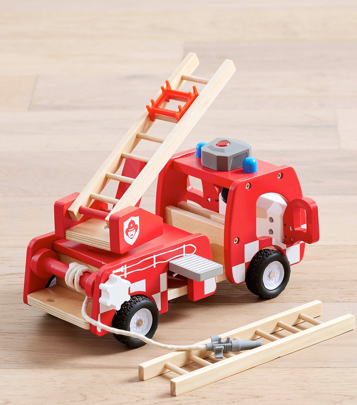 Wooden Light-Up Fire Truck Emergency Vehicle