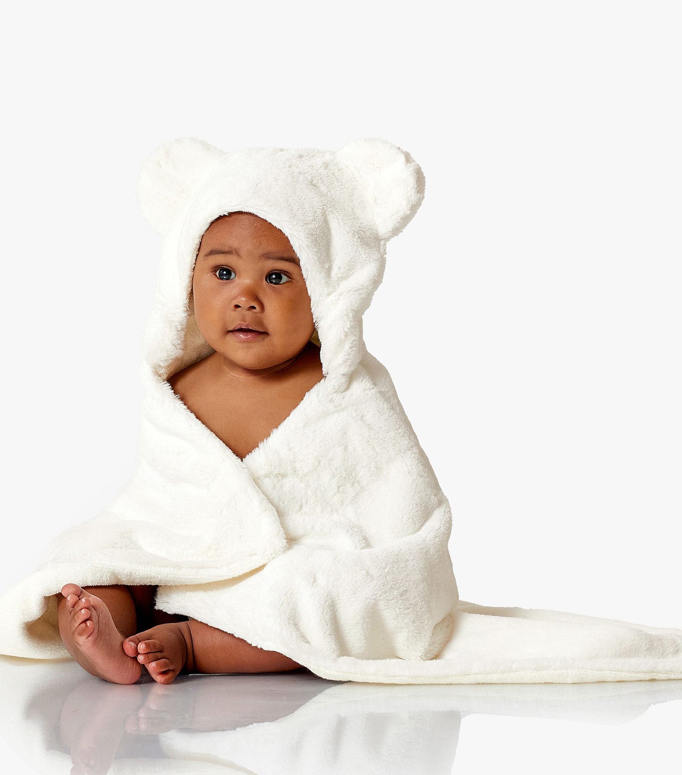 Bear Faux Fur Baby Hooded Towel