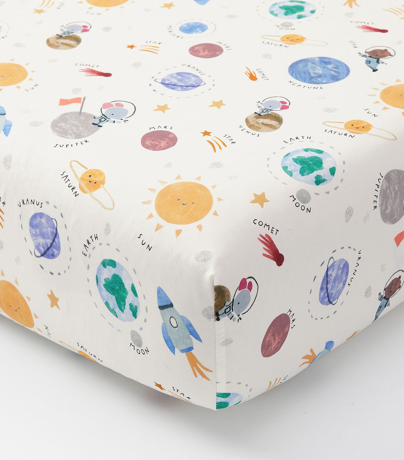 Space Organic Crib Fitted Sheet Multi