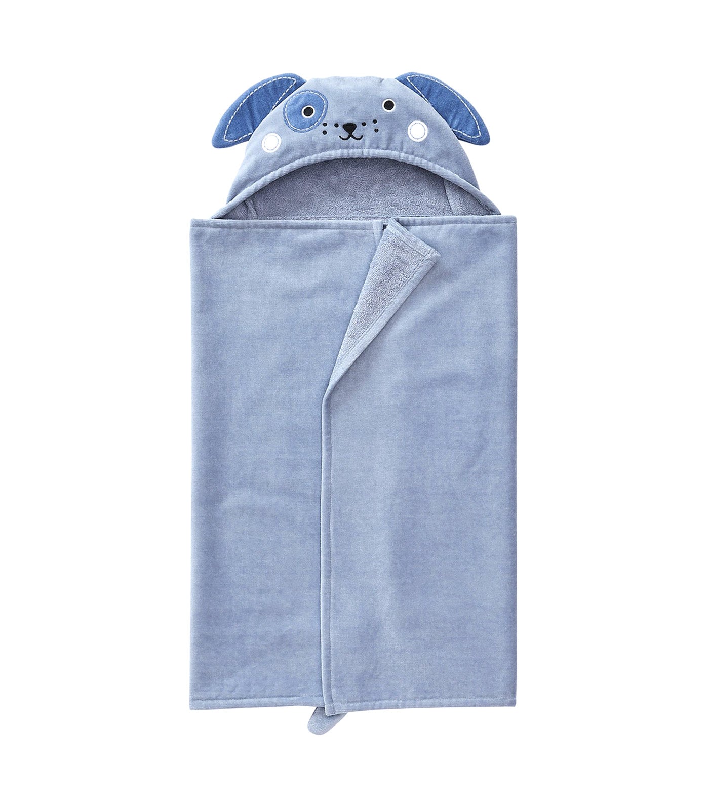 Puppy Critter Baby Hooded Towel Chambray Blue