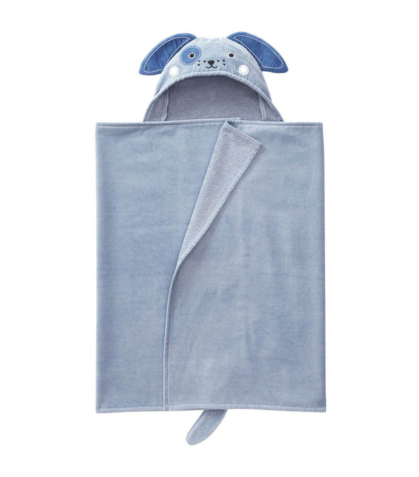 Puppy Kid Hooded Towel Chambray Blue