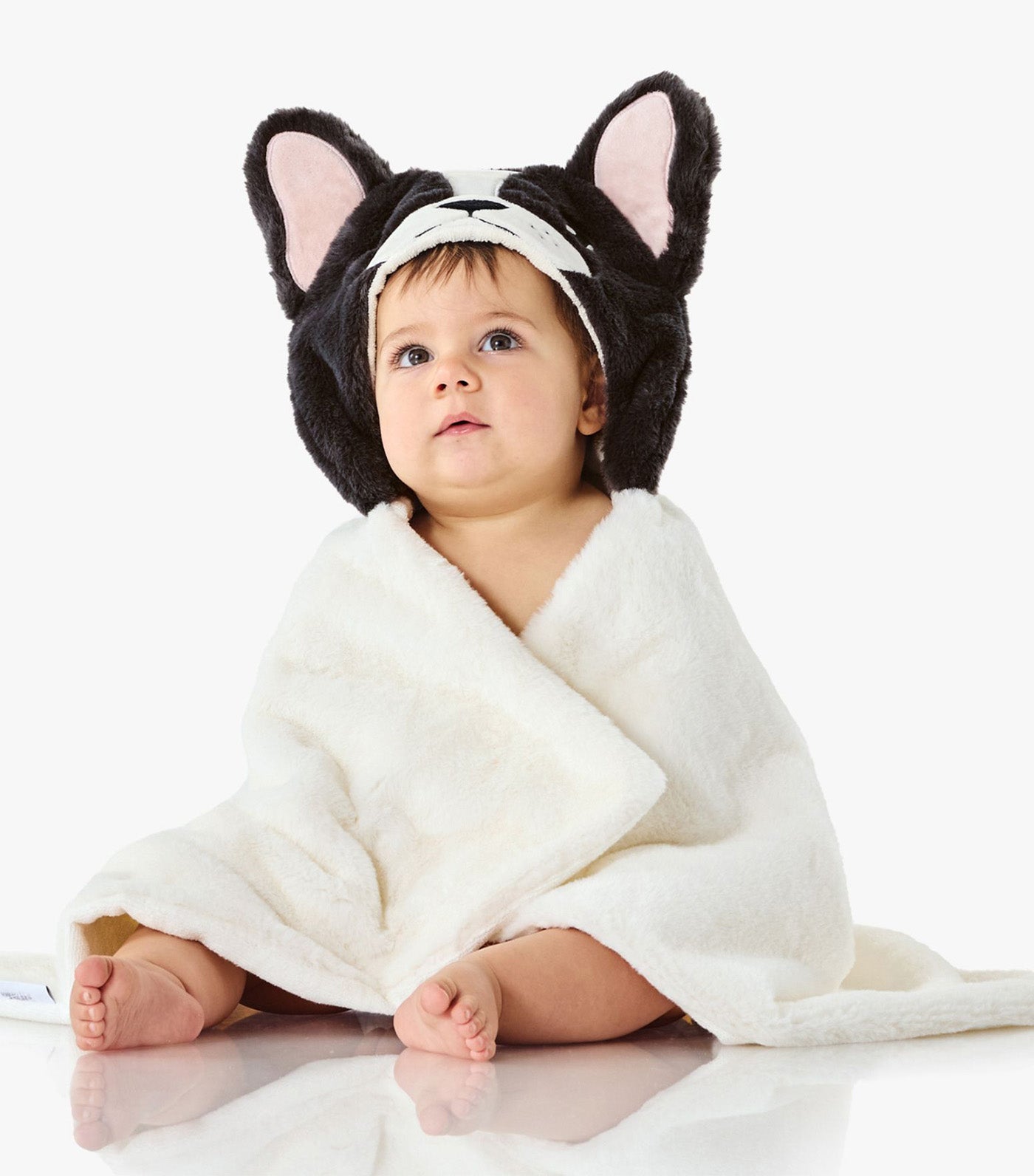 Pippa Frenchie Faux Fur Baby Hooded Towel