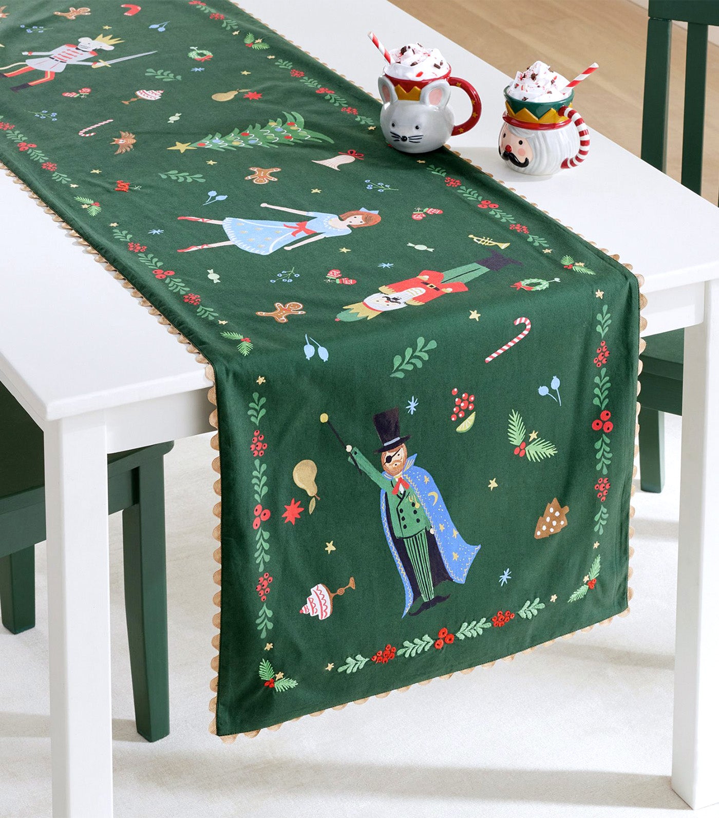 Rifle Paper Co. Christmas Nutcracker Table Runner Green Multi