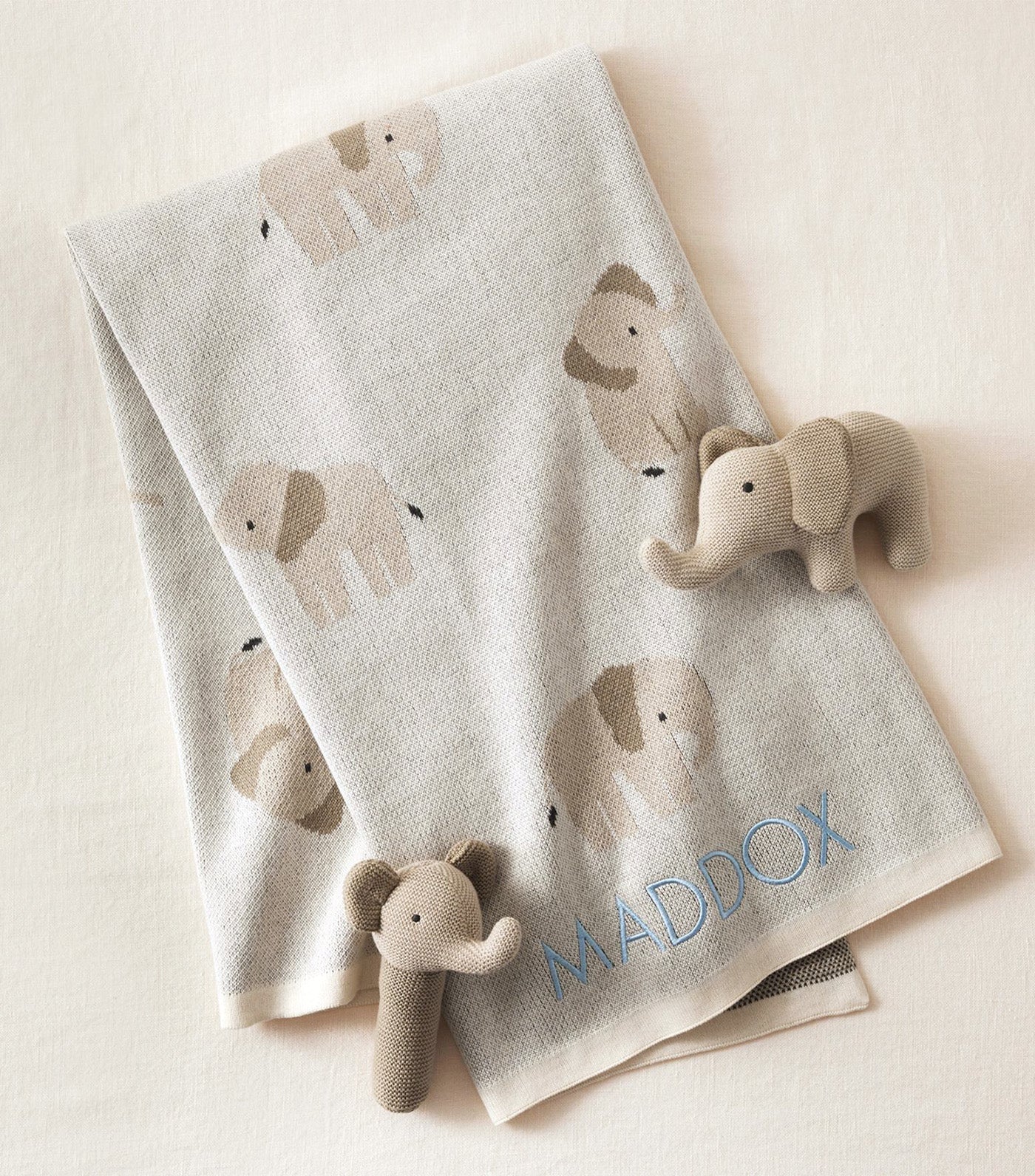 Intarsia Animal Baby Gift Set Elephant