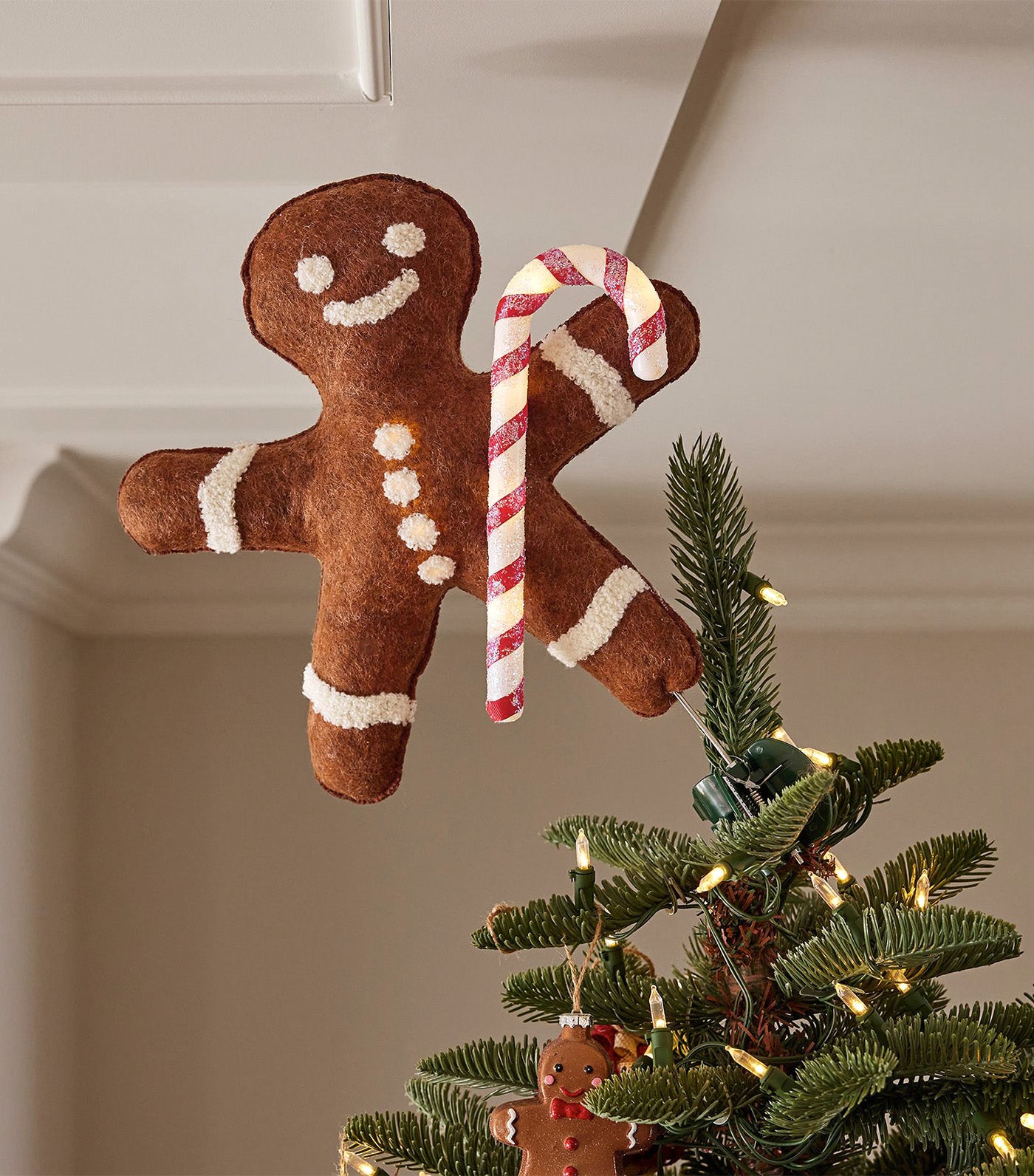 Felted Light-Up Gingerbread Tree Topper