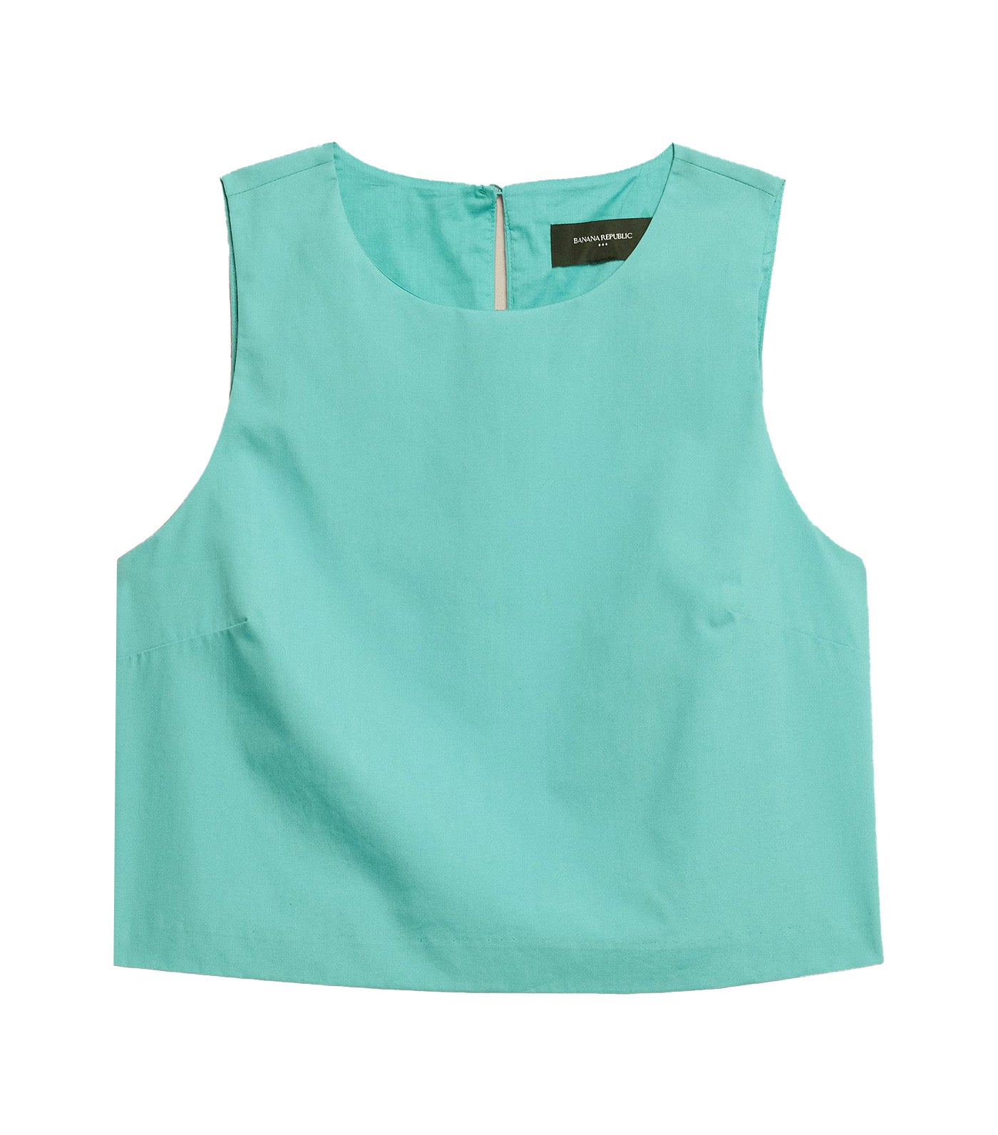 Cropped Poplin Top Aqua Blue