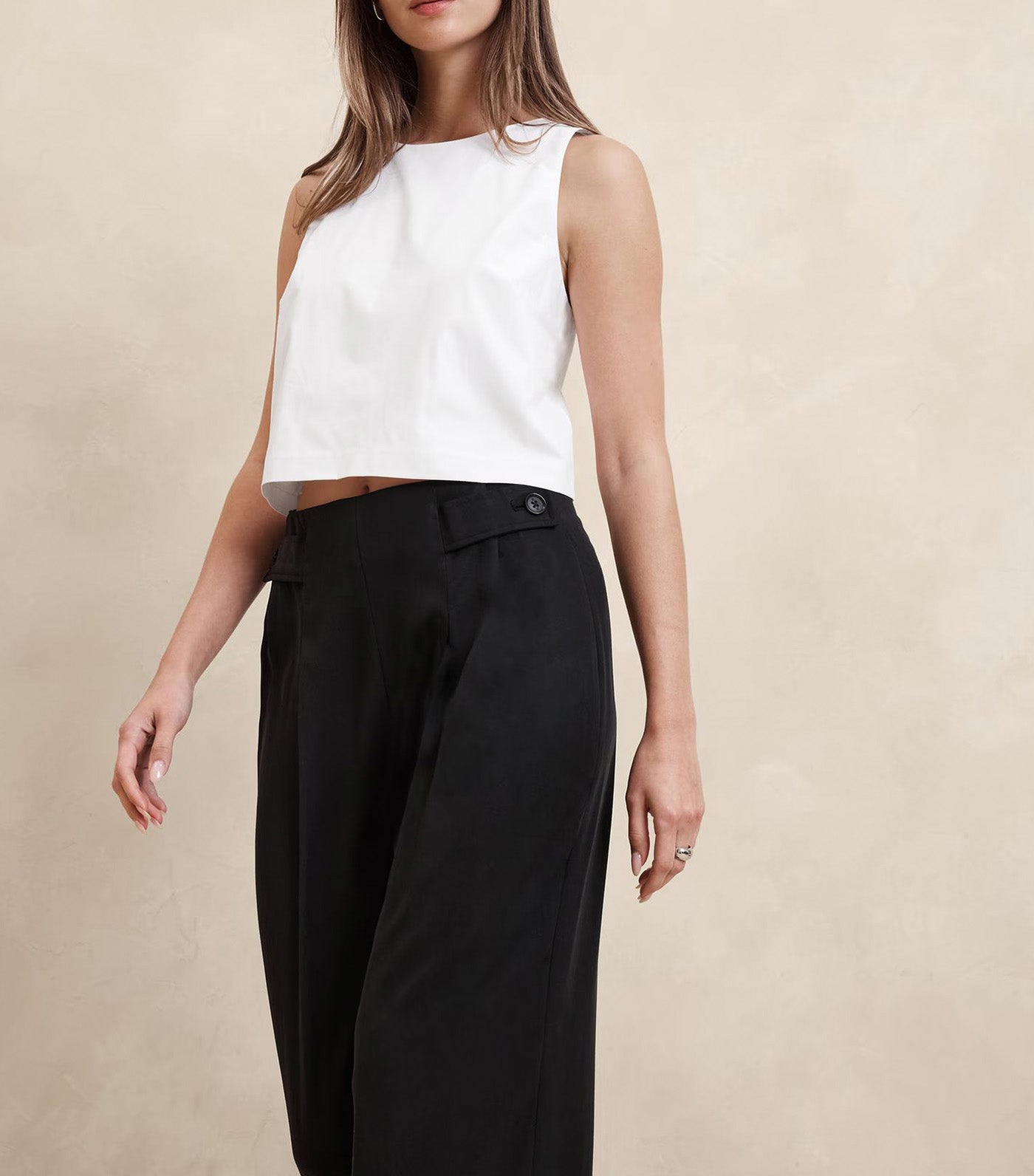 Cropped Poplin Top White