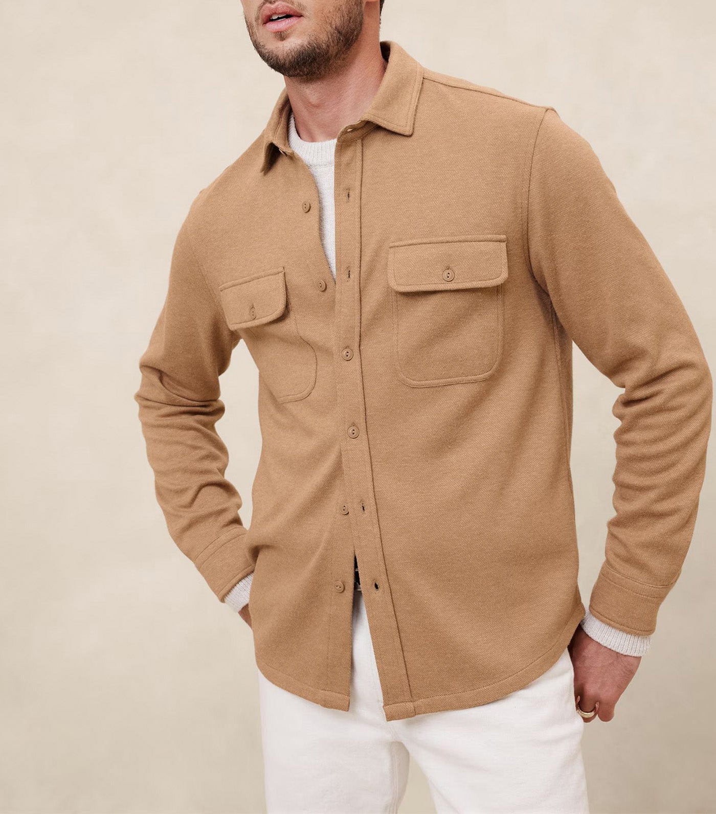 Twill Knit Shirt Khaki